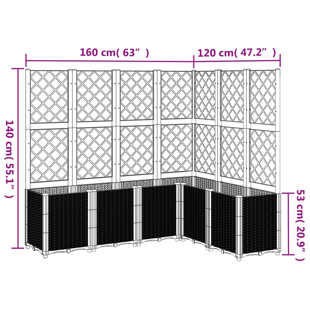 Ζαρντινιέρα Κήπου με Καφασωτό Καφέ 160 x 120 x 140 εκ. από PP