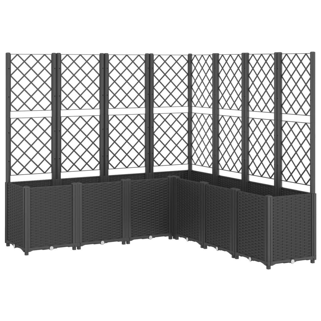 Ζαρντινιέρα Κήπου με Καφασωτό Μαύρη 160 x 160 x 140 εκ. από PP