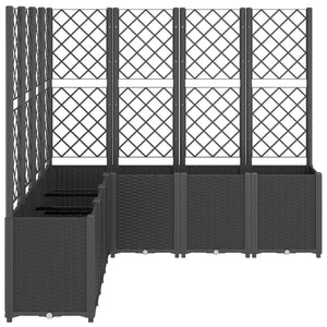 Ζαρντινιέρα Κήπου με Καφασωτό Μαύρη 160 x 160 x 140 εκ. από PP