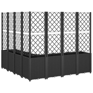 Ζαρντινιέρα Κήπου με Καφασωτό Μαύρη 160 x 160 x 140 εκ. από PP