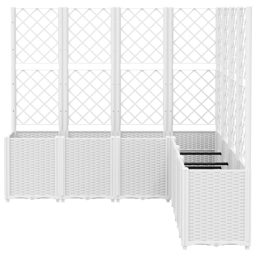 Ζαρντινιέρα Κήπου με Καφασωτό Λευκή 160x160x140 εκ. Πολυπροπ.