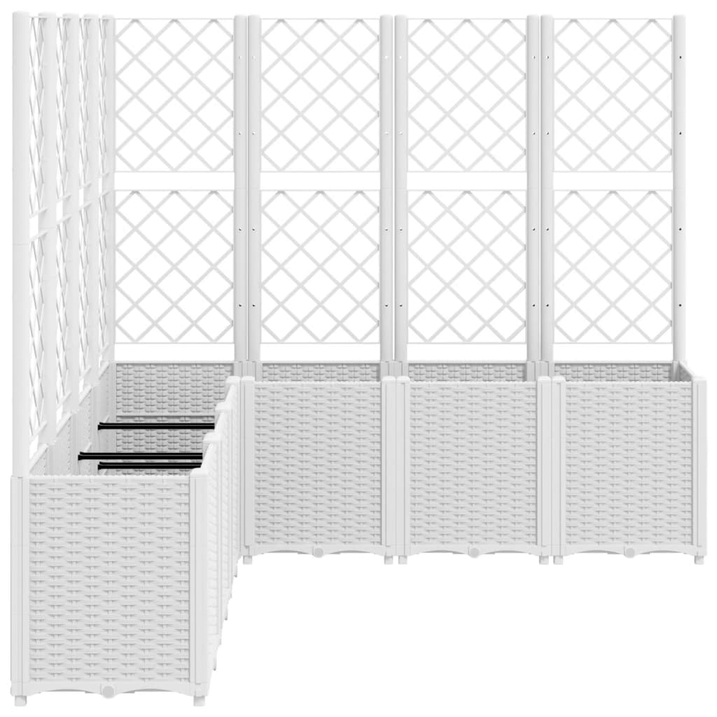 Ζαρντινιέρα Κήπου με Καφασωτό Λευκή 160x160x140 εκ. Πολυπροπ.