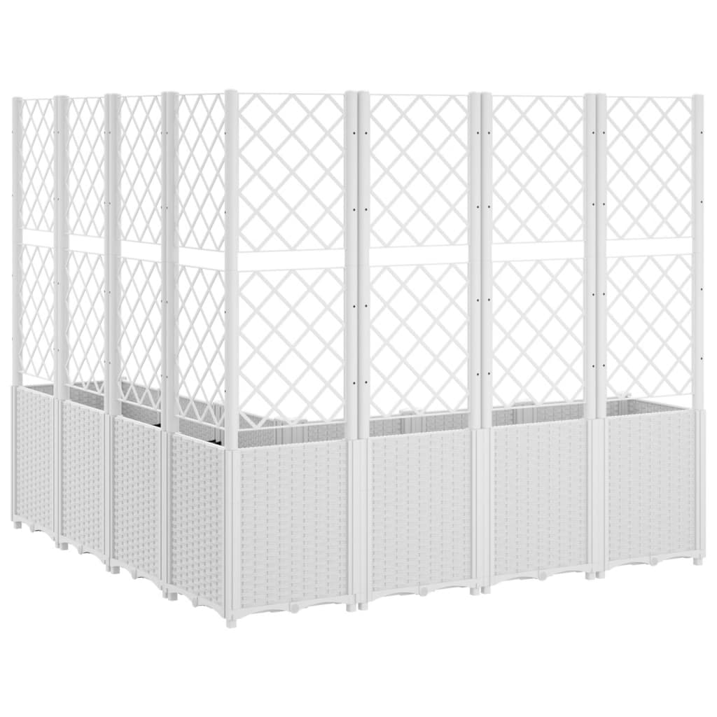 Ζαρντινιέρα Κήπου με Καφασωτό Λευκή 160x160x140 εκ. Πολυπροπ.