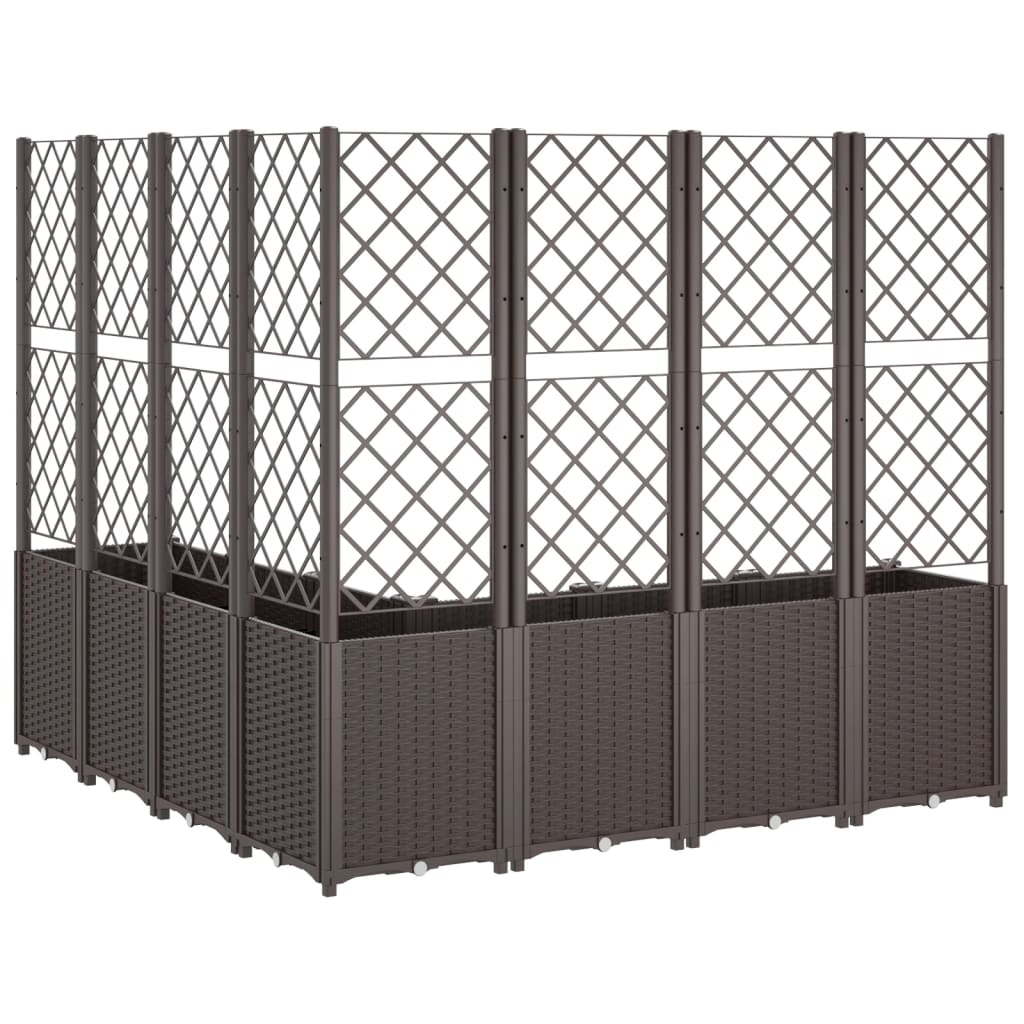 Ζαρντινιέρα Κήπου με Καφασωτό Καφέ 160 x 160 x 140 εκ. από PP