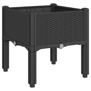 Ζαρντινιέρα Κήπου με Πόδια Μαύρη 40x40x42 εκ. Πολυπροπυλένιο