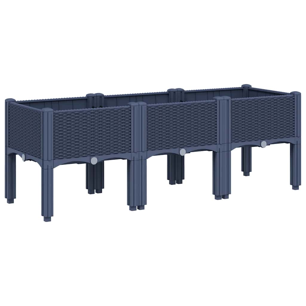 Ζαρντινιέρα Κήπου με Πόδια Μπλε Γκρι 120x40x42 εκ. Πολυπροπυλένιο