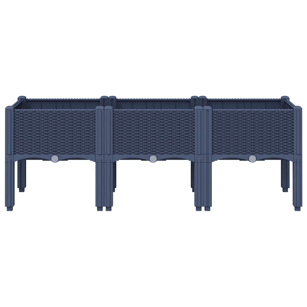 Ζαρντινιέρα Κήπου με Πόδια Μπλε Γκρι 120x40x42 εκ. Πολυπροπυλένιο