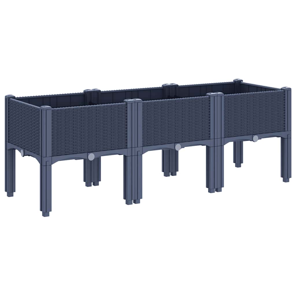 Ζαρντινιέρα Κήπου με Πόδια Μπλε Γκρι 120x40x42 εκ. Πολυπροπυλένιο