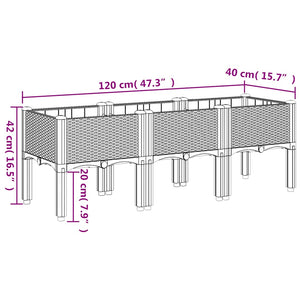 Ζαρντινιέρα Κήπου με Πόδια Μπλε Γκρι 120x40x42 εκ. Πολυπροπυλένιο