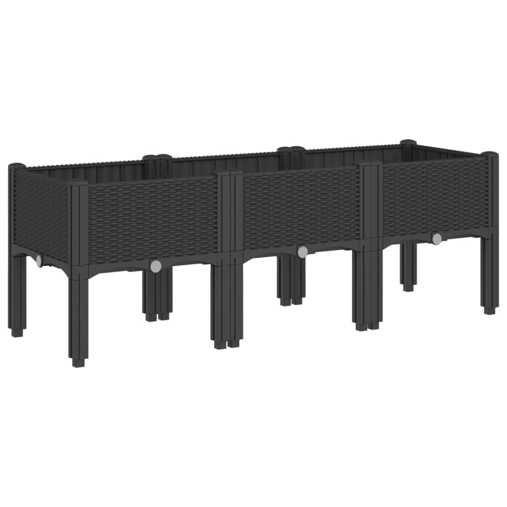 Ζαρντινιέρα Κήπου με Πόδια Μαύρη 120x40x42 εκ. Πολυπροπυλένιο - Pakobazaar