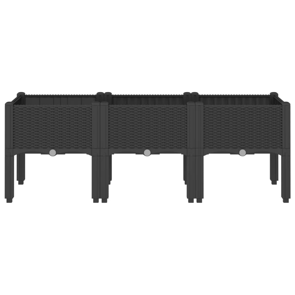 Ζαρντινιέρα Κήπου με Πόδια Μαύρη 120x40x42 εκ. Πολυπροπυλένιο - Pakobazaar