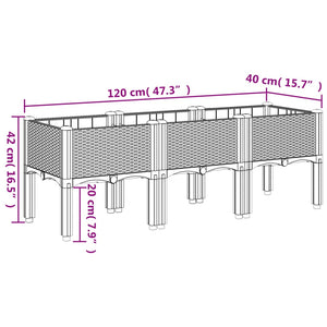 Ζαρντινιέρα Κήπου με Πόδια Μαύρη 120x40x42 εκ. Πολυπροπυλένιο - Pakobazaar
