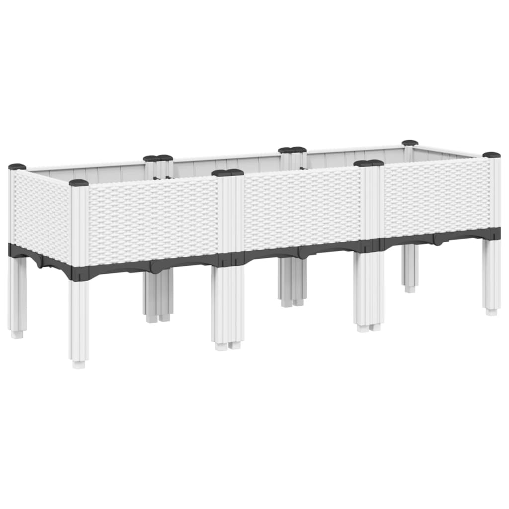 Ζαρντινιέρα Κήπου με Πόδια Λευκή 120x40x42 εκ. Πολυπροπυλένιο