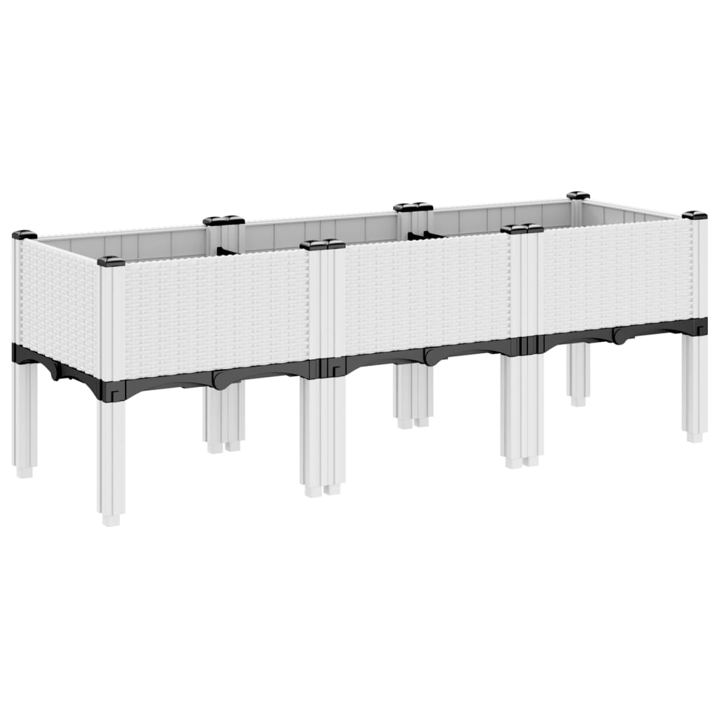 Ζαρντινιέρα Κήπου με Πόδια Λευκή 120x40x42 εκ. Πολυπροπυλένιο
