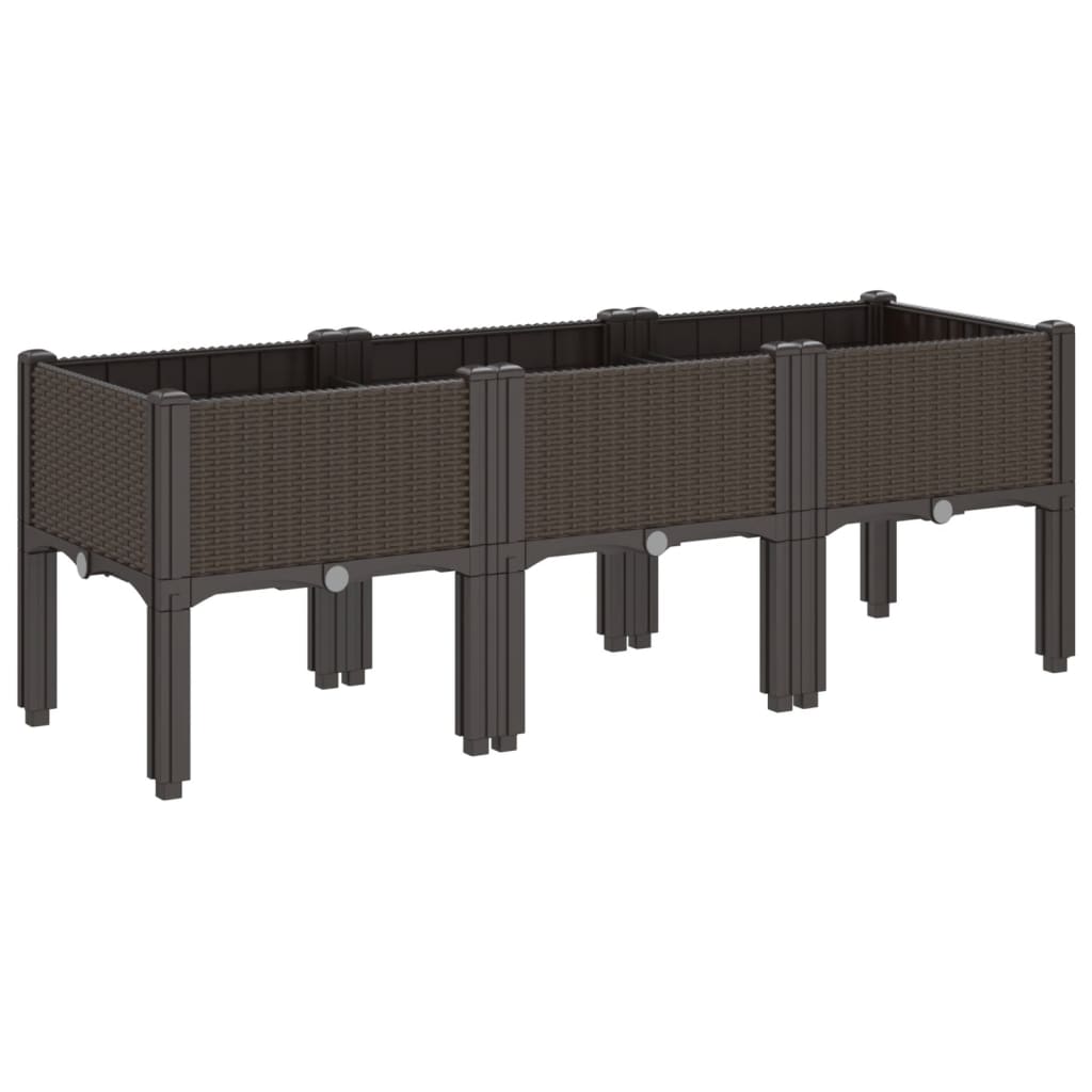 Ζαρντινιέρα Κήπου με Πόδια Καφέ 120x40x42 εκ. Πολυπροπυλένιο