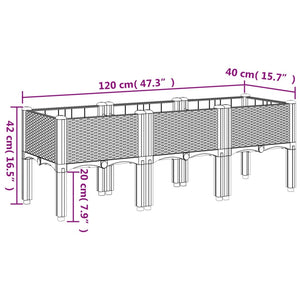 Ζαρντινιέρα Κήπου με Πόδια Καφέ 120x40x42 εκ. Πολυπροπυλένιο