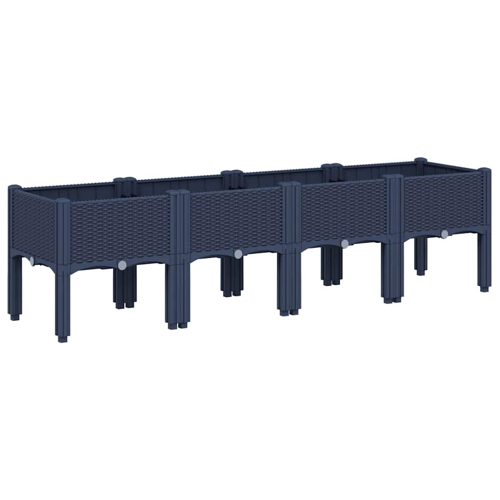 Ζαρντινιέρα Κήπου με Πόδια Μπλε Γκρι 160x40x42 εκ. Πολυπροπυλένιο