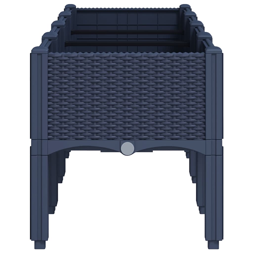 Ζαρντινιέρα Κήπου με Πόδια Μπλε Γκρι 160x40x42 εκ. Πολυπροπυλένιο