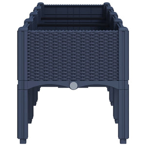 Ζαρντινιέρα Κήπου με Πόδια Μπλε Γκρι 160x40x42 εκ. Πολυπροπυλένιο