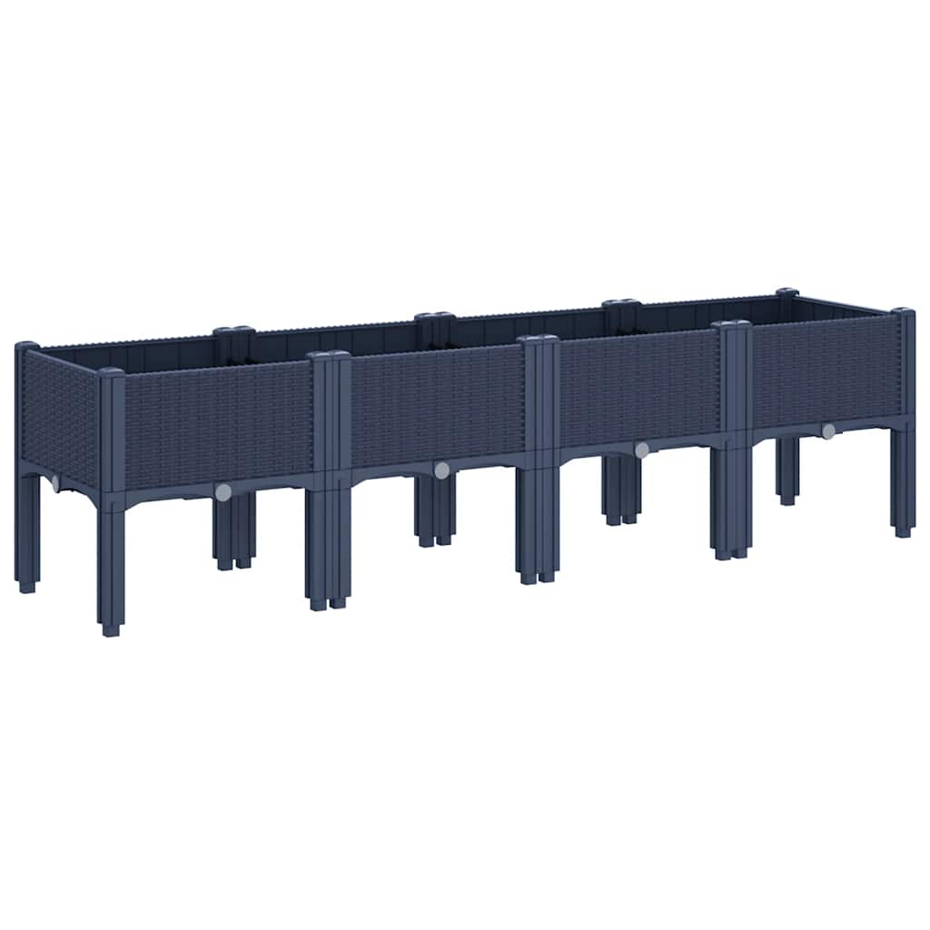 Ζαρντινιέρα Κήπου με Πόδια Μπλε Γκρι 160x40x42 εκ. Πολυπροπυλένιο