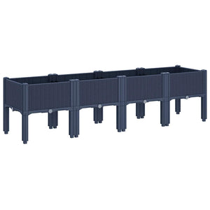 Ζαρντινιέρα Κήπου με Πόδια Μπλε Γκρι 160x40x42 εκ. Πολυπροπυλένιο