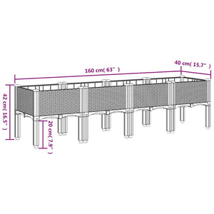 Ζαρντινιέρα Κήπου με Πόδια Μπλε Γκρι 160x40x42 εκ. Πολυπροπυλένιο