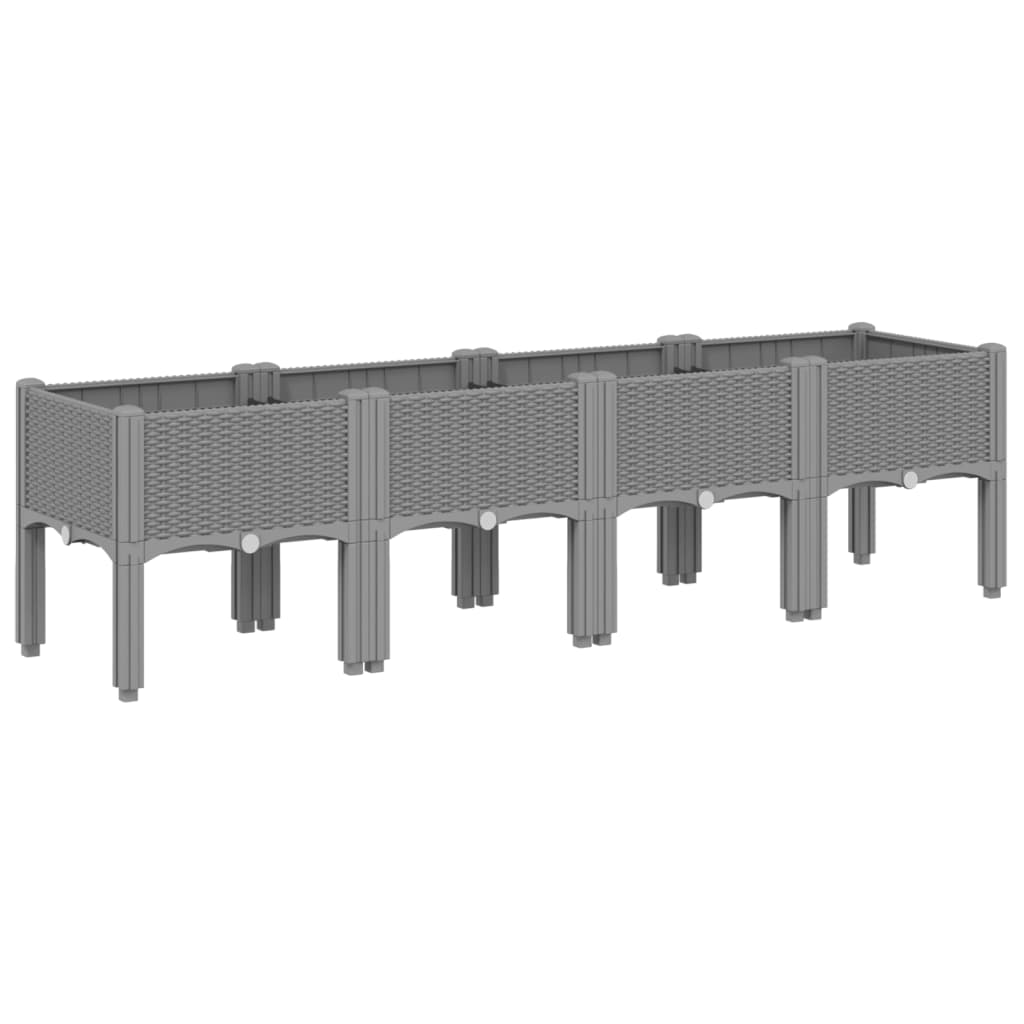 Ζαρντινιέρα Κήπου με Πόδια Αν. Γκρι 160x40x42 εκ Πολυπροπυλένιο