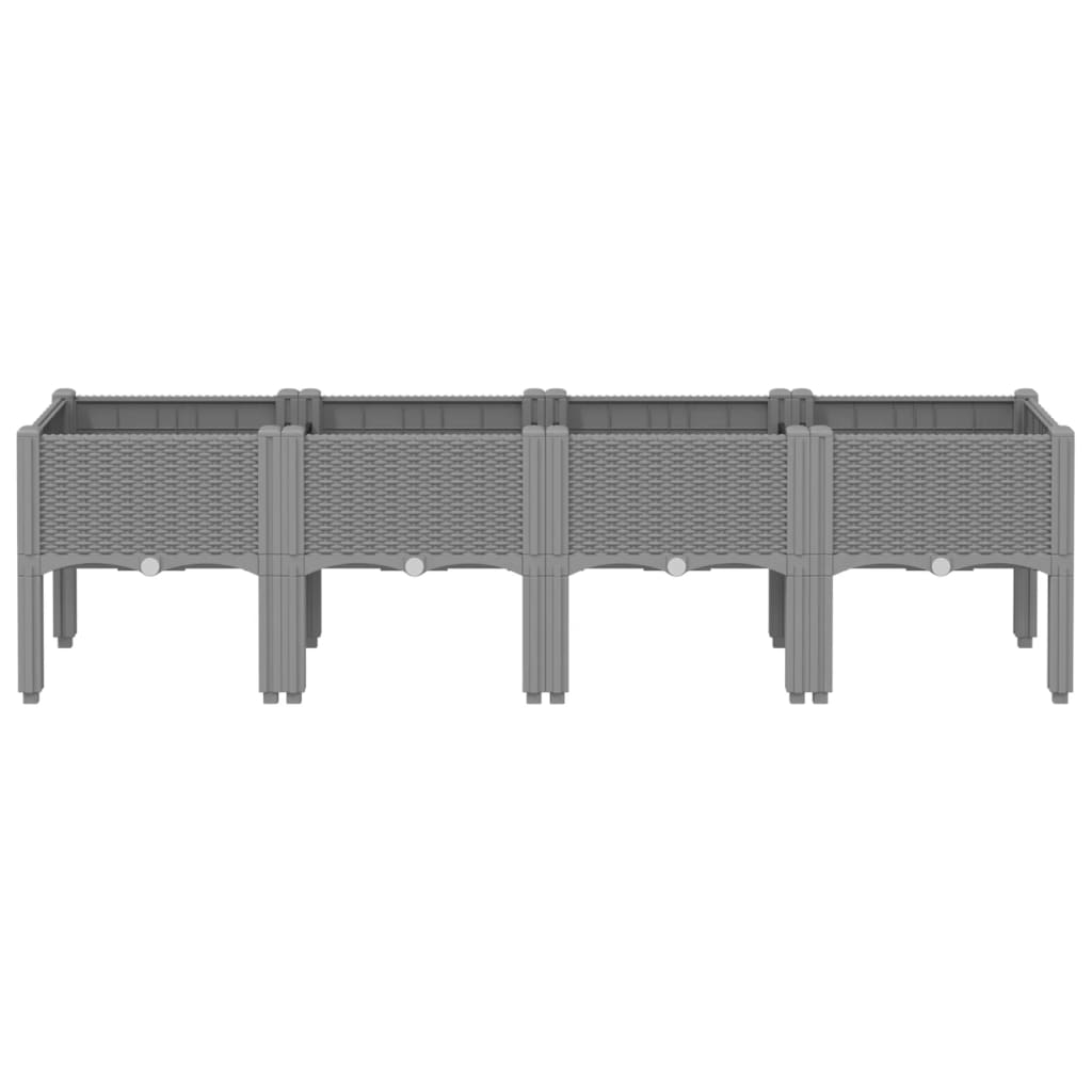 Ζαρντινιέρα Κήπου με Πόδια Αν. Γκρι 160x40x42 εκ Πολυπροπυλένιο
