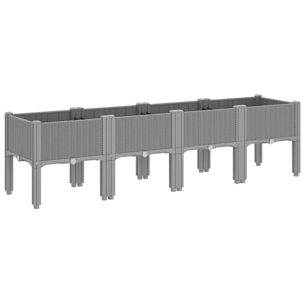 Ζαρντινιέρα Κήπου με Πόδια Αν. Γκρι 160x40x42 εκ Πολυπροπυλένιο