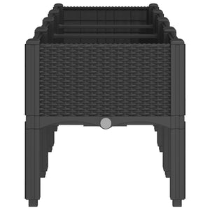 Ζαρντινιέρα Κήπου με Πόδια Μαύρη 160x40x42 εκ. Πολυπροπυλένιο