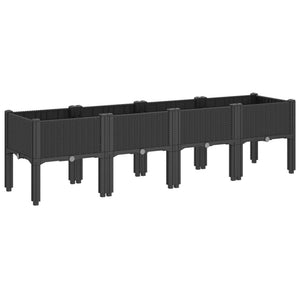 Ζαρντινιέρα Κήπου με Πόδια Μαύρη 160x40x42 εκ. Πολυπροπυλένιο