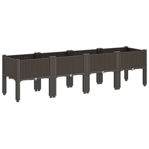 Ζαρντινιέρα Κήπου με Πόδια Καφέ 160x40x42 εκ. Πολυπροπυλένιο