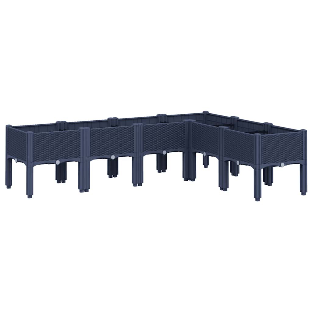 Ζαρντινιέρα Κήπου με Πόδια Μπλε Γκρι 160x120x42 εκ. Πολυπροπυλένιο