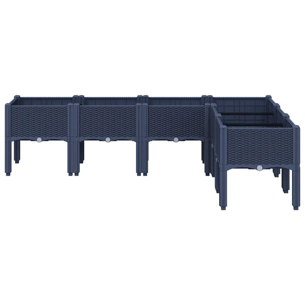 Ζαρντινιέρα Κήπου με Πόδια Μπλε Γκρι 160x120x42 εκ. Πολυπροπυλένιο