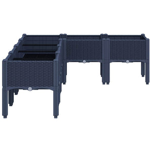 Ζαρντινιέρα Κήπου με Πόδια Μπλε Γκρι 160x120x42 εκ. Πολυπροπυλένιο