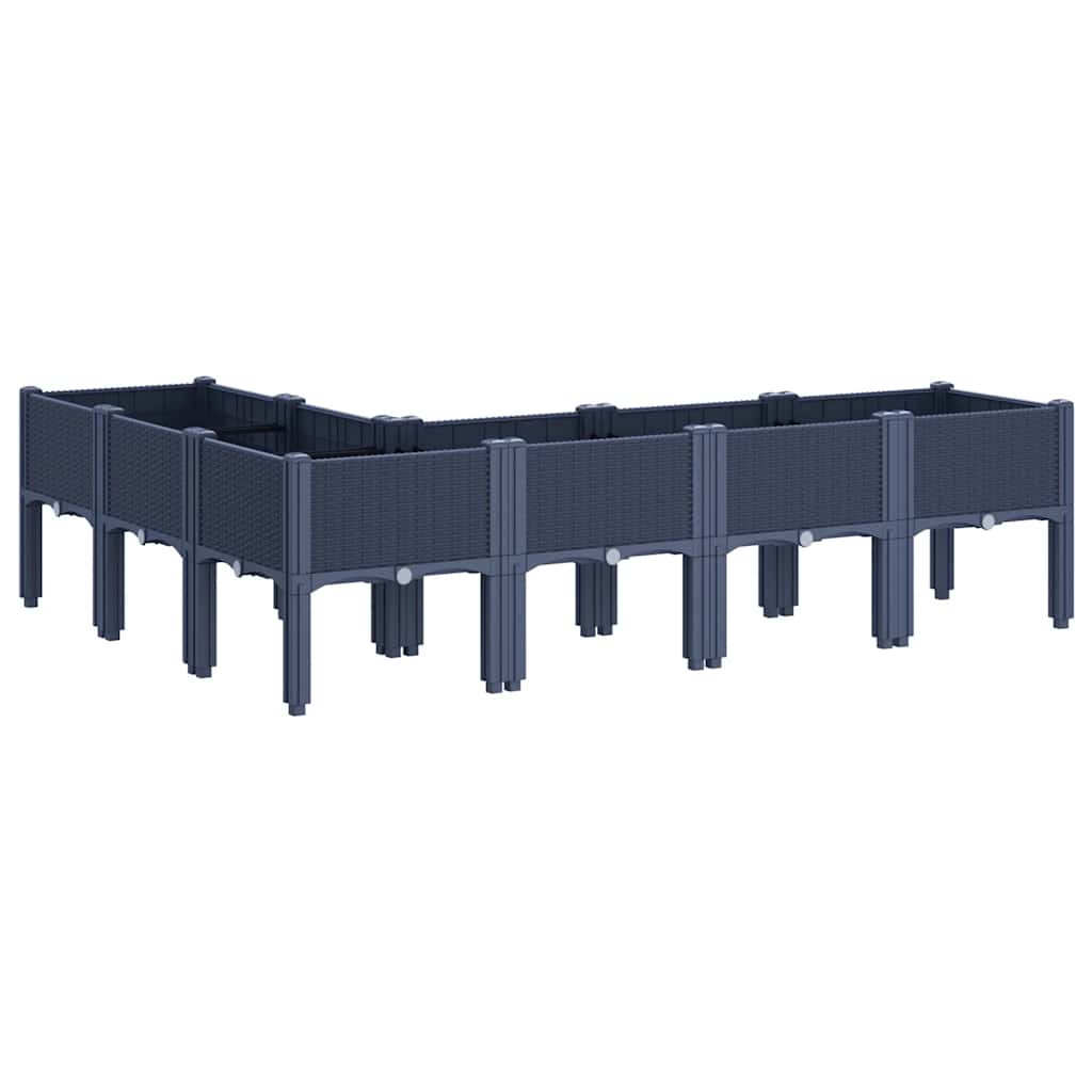 Ζαρντινιέρα Κήπου με Πόδια Μπλε Γκρι 160x120x42 εκ. Πολυπροπυλένιο