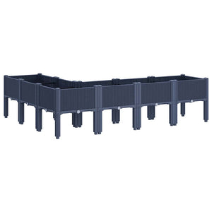 Ζαρντινιέρα Κήπου με Πόδια Μπλε Γκρι 160x120x42 εκ. Πολυπροπυλένιο