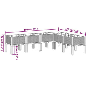 Ζαρντινιέρα Κήπου με Πόδια Μπλε Γκρι 160x120x42 εκ. Πολυπροπυλένιο