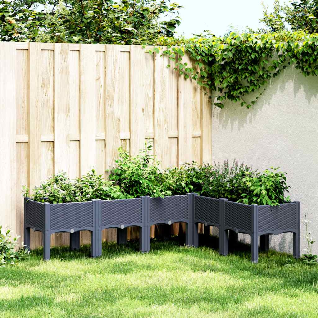 Ζαρντινιέρα Κήπου με Πόδια Μπλε Γκρι 160x120x42 εκ. Πολυπροπυλένιο