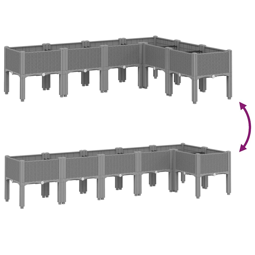 Ζαρντινιέρα Κήπου με Πόδια Αν. Γκρι 160x120x42 εκ. Πολυπροπ.