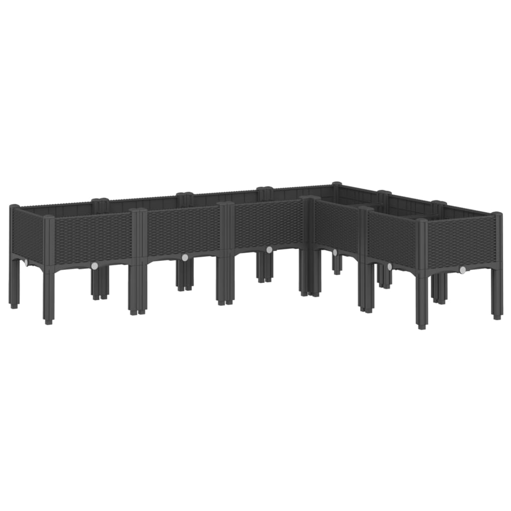 Ζαρντινιέρα Κήπου με Πόδια Μαύρη 160x120x42 εκ. Πολυπροπυλένιο