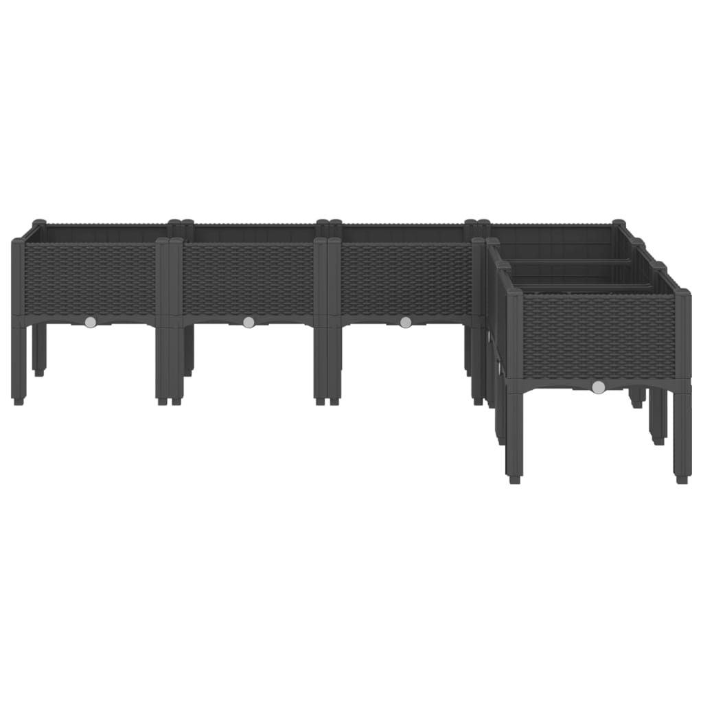 Ζαρντινιέρα Κήπου με Πόδια Μαύρη 160x120x42 εκ. Πολυπροπυλένιο