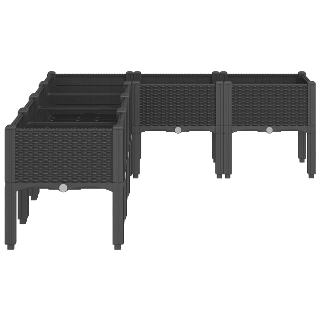 Ζαρντινιέρα Κήπου με Πόδια Μαύρη 160x120x42 εκ. Πολυπροπυλένιο