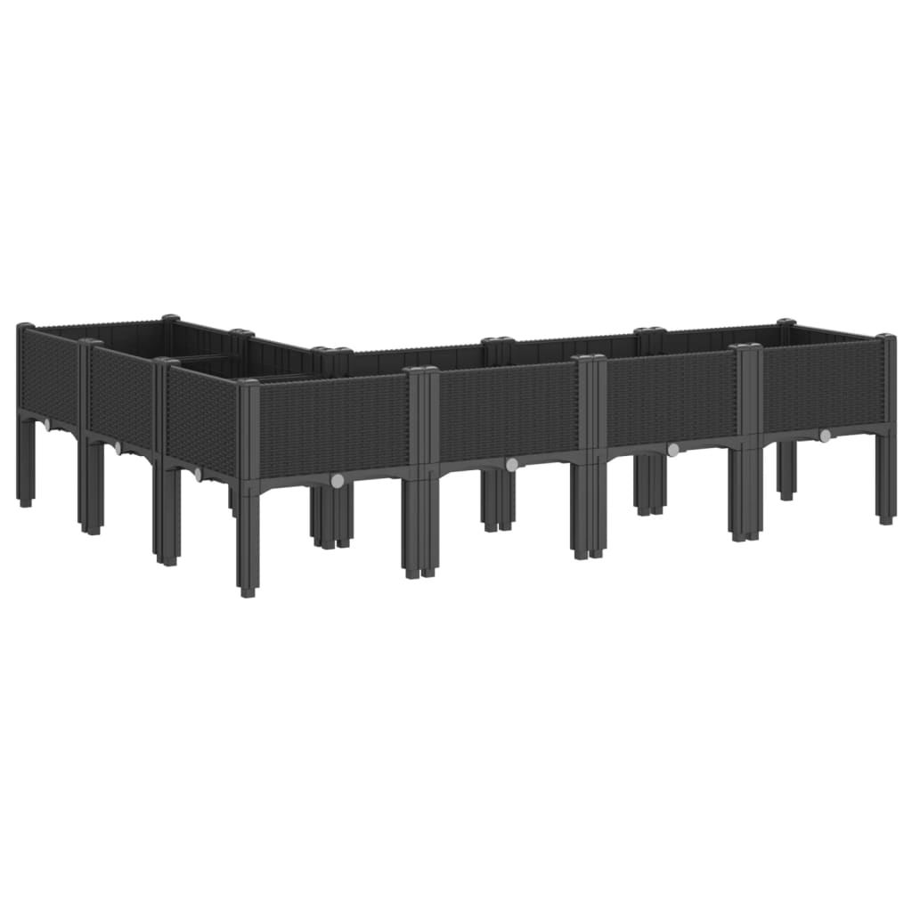 Ζαρντινιέρα Κήπου με Πόδια Μαύρη 160x120x42 εκ. Πολυπροπυλένιο