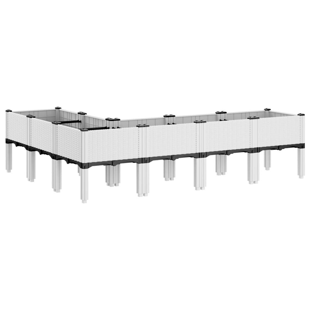 Ζαρντινιέρα Κήπου με Πόδια Λευκή 160x120x42 εκ. Πολυπροπυλένιο