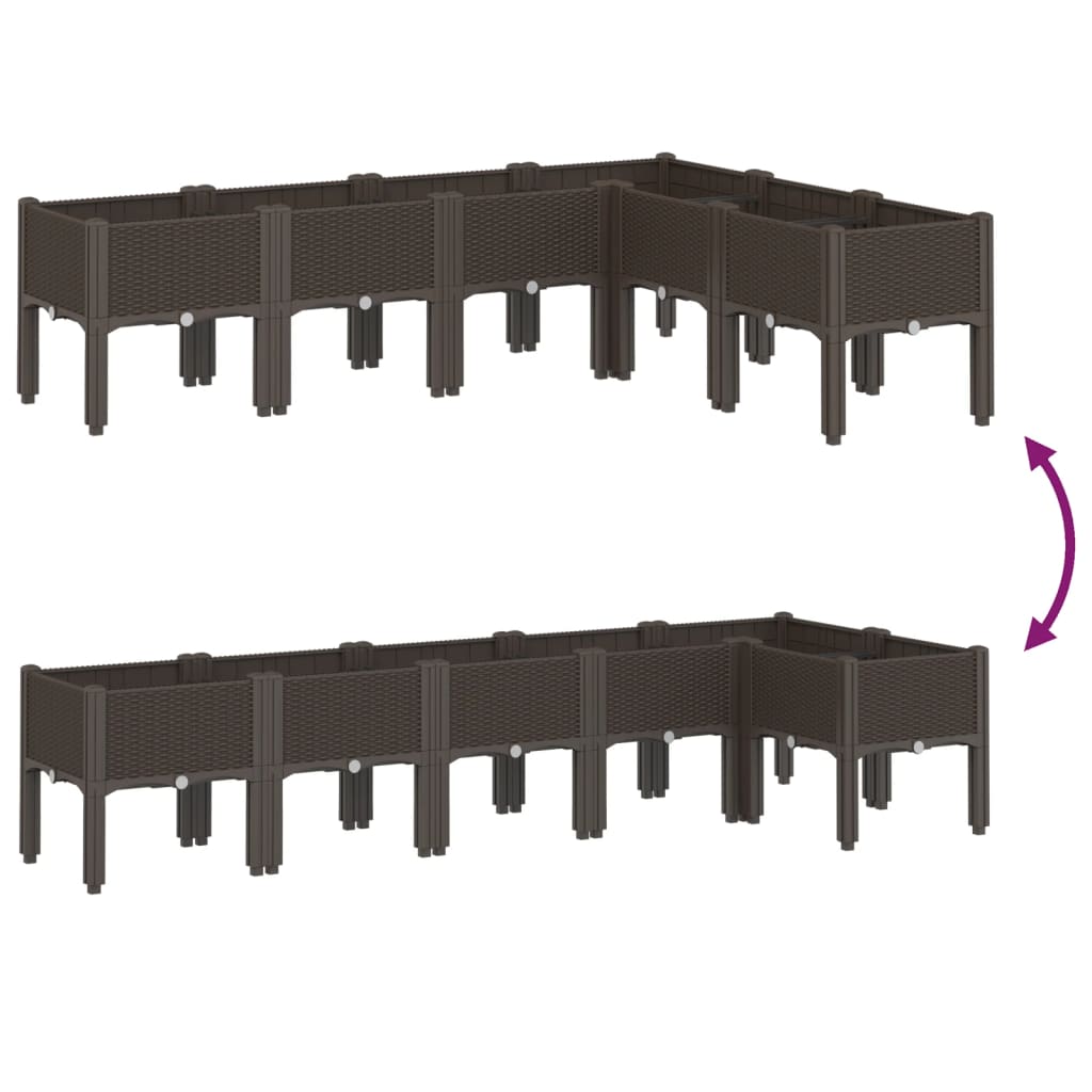 Ζαρντινιέρα Κήπου με Πόδια Καφέ 160x120x42 εκ. Πολυπροπυλένιο
