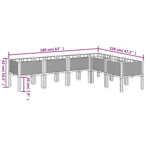 Ζαρντινιέρα Κήπου με Πόδια Καφέ 160x120x42 εκ. Πολυπροπυλένιο - Pakobazaar