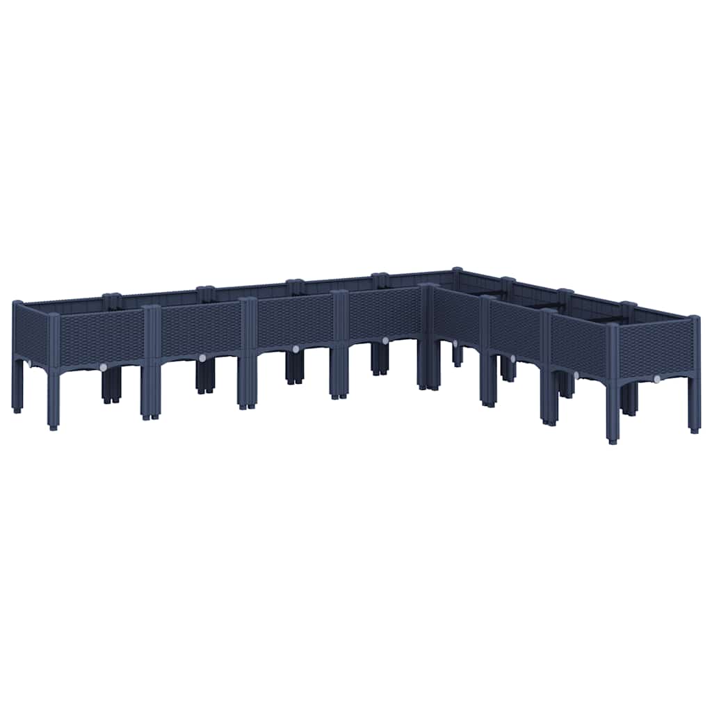 Ζαρντινιέρα Κήπου με Πόδια Μπλε Γκρι 200x160x42 εκ. Πολυπροπυλένιο
