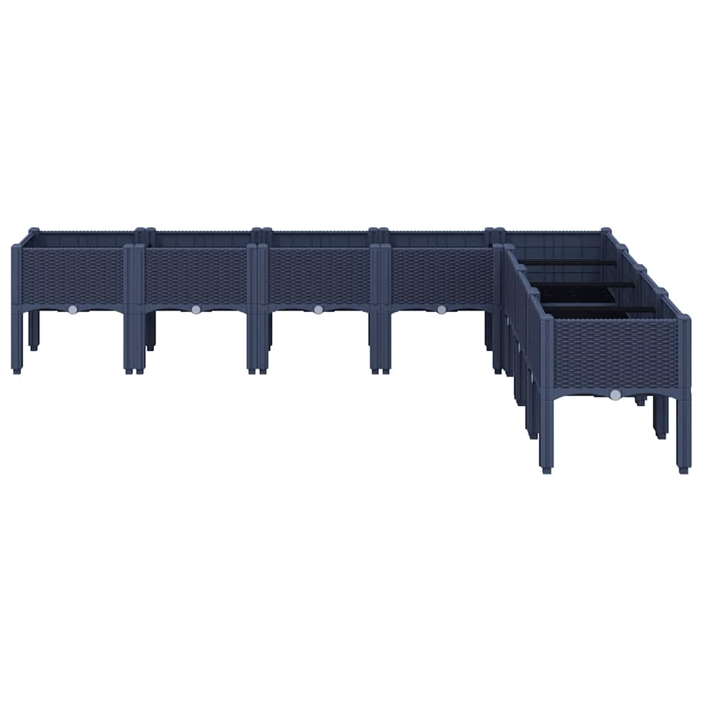 Ζαρντινιέρα Κήπου με Πόδια Μπλε Γκρι 200x160x42 εκ. Πολυπροπυλένιο