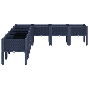 Ζαρντινιέρα Κήπου με Πόδια Μπλε Γκρι 200x160x42 εκ. Πολυπροπυλένιο